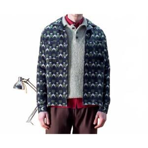 NEW FAR AFIELD men's multi brushed jacquard jacket in green